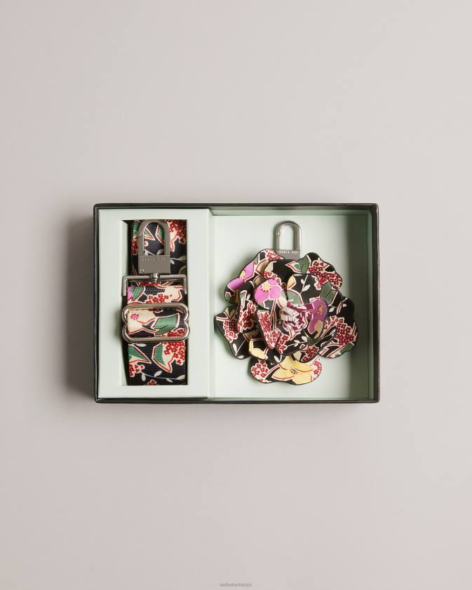 dāvanas Ted Baker eemmaay apdrukāta siksnas siksna un atslēgu piekariņu komplekts melns sievietes 26TV949