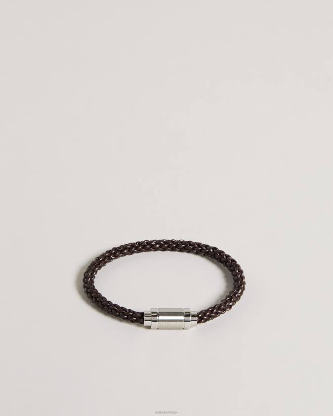 dāvanas Ted Baker Durāna ādas austa rokassprādze brūnā šokolāde vīriešiem 26TV1819