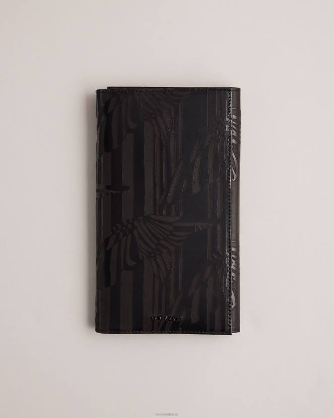 dāvanas Ted Baker flyt lāzergravēts ādas ceļojumu maks melns vīriešiem 26TV1923