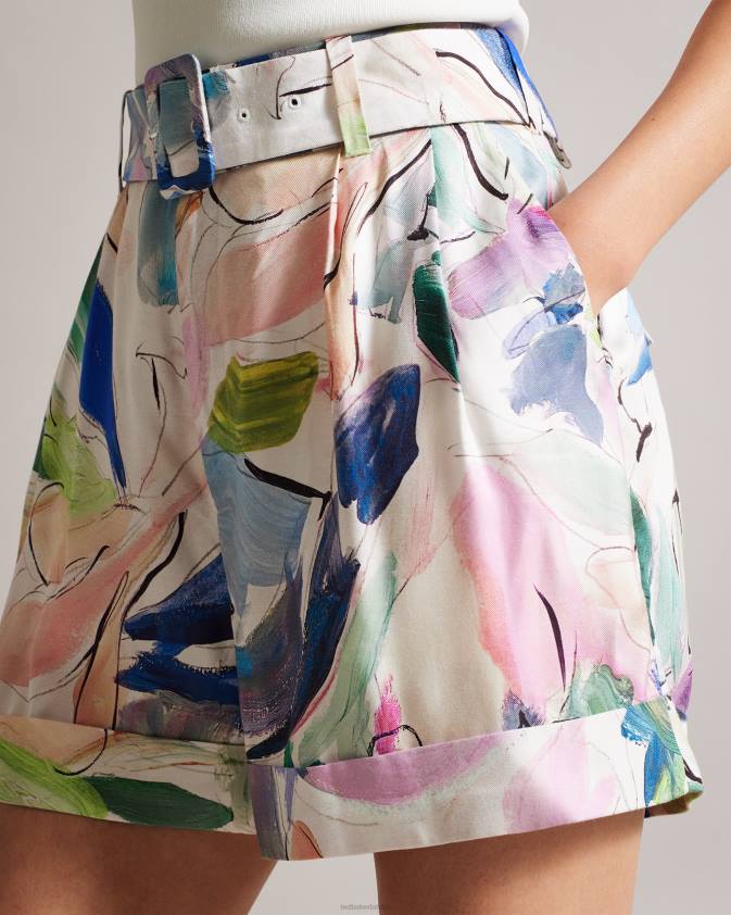 apģērbs Ted Baker tarinah abstract print pielāgoti šorti balts sievietes 26TV439
