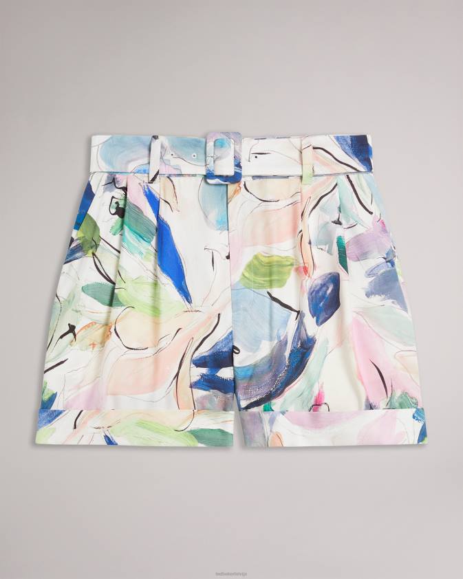 apģērbs Ted Baker tarinah abstract print pielāgoti šorti balts sievietes 26TV439
