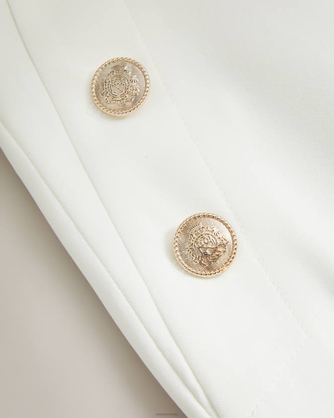 apģērbs Ted Baker llaylat reljefa pogas platas bikses balts sievietes 26TV332