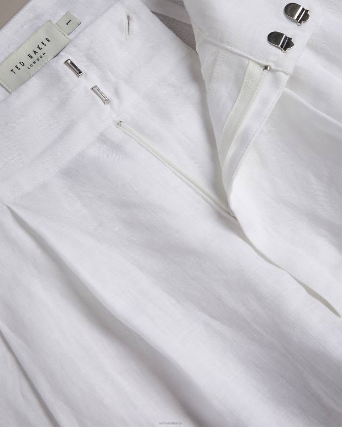 apģērbs Ted Baker lucihh pielāgotas lina platas bikses balts sievietes 26TV470