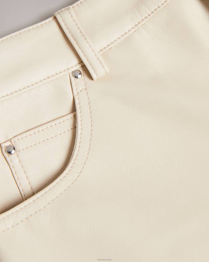 apģērbs Ted Baker pītas taisnas mākslīgās ādas bikses dabisks sievietes 26TV119