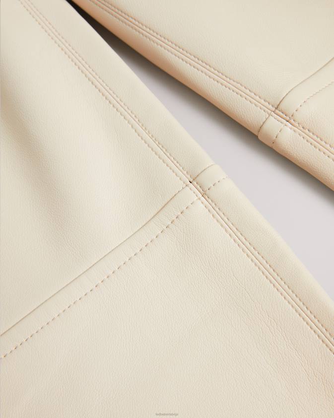 apģērbs Ted Baker pītas taisnas mākslīgās ādas bikses dabisks sievietes 26TV119