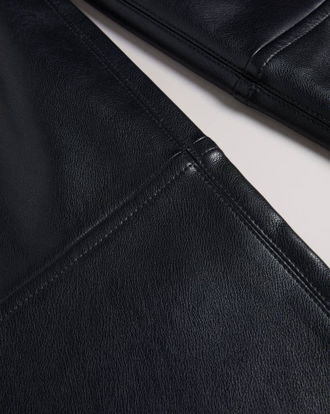 apģērbs Ted Baker pītas taisnas mākslīgās ādas bikses melns sievietes 26TV85