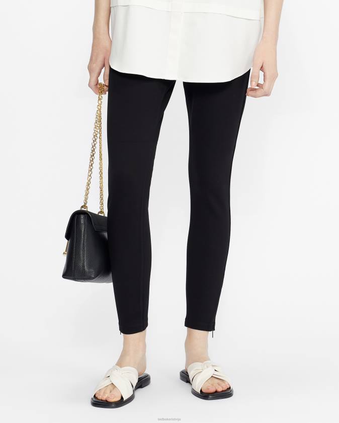 apģērbs Ted Baker strenti skinny zip cuff ponti jeggings melns sievietes 26TV284