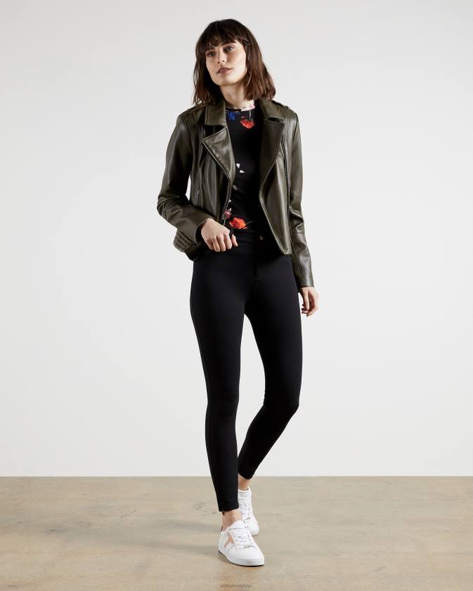 apģērbs Ted Baker strenti skinny zip cuff ponti jeggings melns sievietes 26TV284