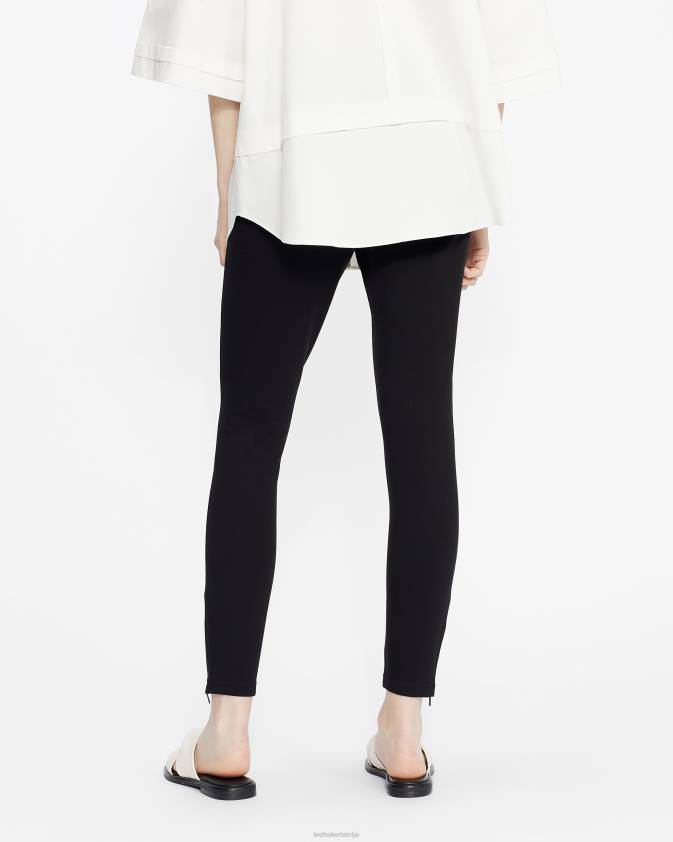 apģērbs Ted Baker strenti skinny zip cuff ponti jeggings melns sievietes 26TV284