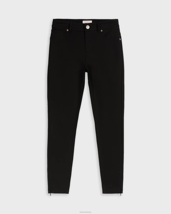 apģērbs Ted Baker strenti skinny zip cuff ponti jeggings melns sievietes 26TV284