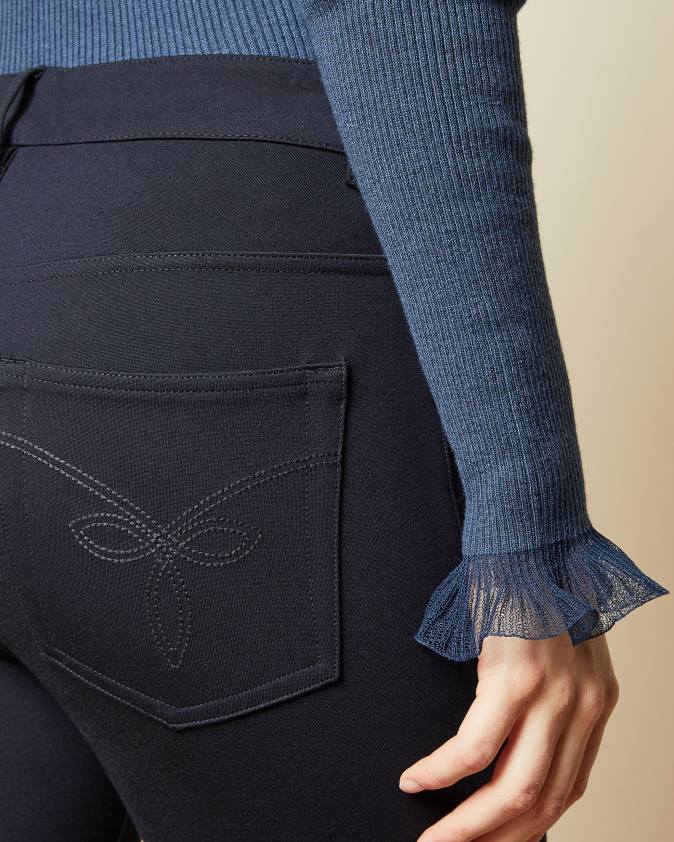 apģērbs Ted Baker strenti skinny zip cuff ponti jeggings tumši zils sievietes 26TV331