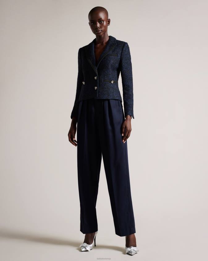 apģērbs Ted Baker Alenaah boucle žakete ar izgreznotām detaļām tumši zils sievietes 26TV218