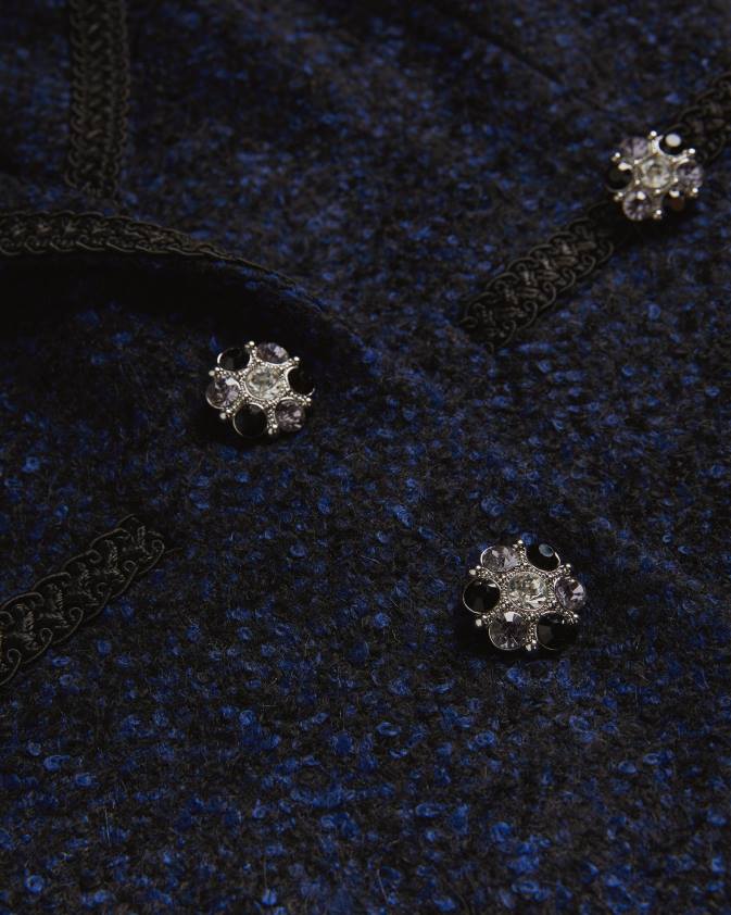 apģērbs Ted Baker Alenaah boucle žakete ar izgreznotām detaļām tumši zils sievietes 26TV218