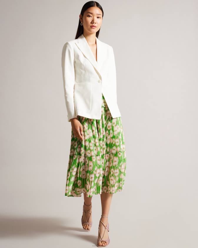 apģērbs Ted Baker llilla vienrindu kokvilnas un lina žakete balts sievietes 26TV383