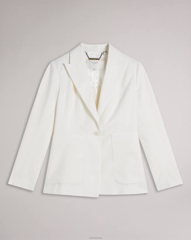 apģērbs Ted Baker llilla vienrindu kokvilnas un lina žakete balts sievietes 26TV383