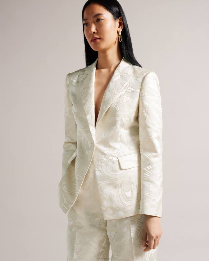 apģērbs Ted Baker majia vienrindu slim fit žakarda žakarda žakete dabisks sievietes 26TV303