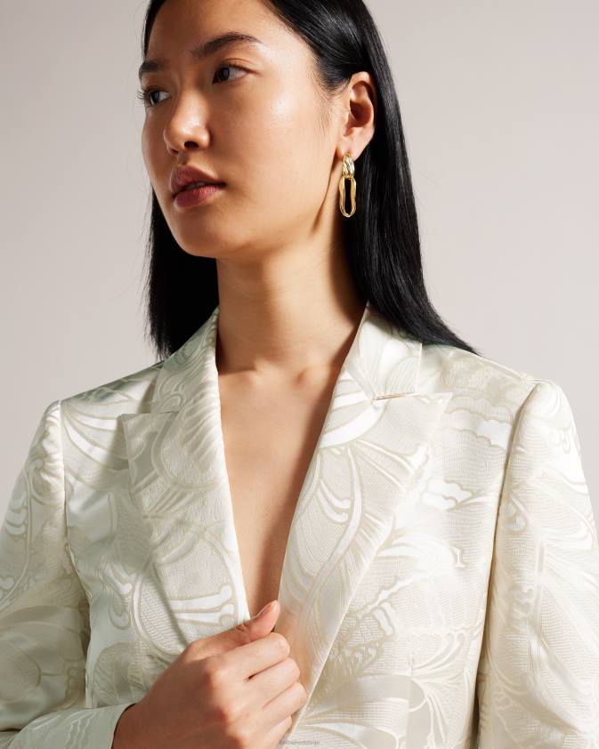 apģērbs Ted Baker majia vienrindu slim fit žakarda žakarda žakete dabisks sievietes 26TV303