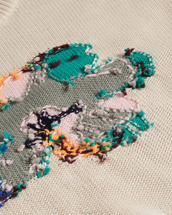 apģērbs Ted Baker lejah teksturēts ziedu vilnas džemperis gaiši brūns sievietes 26TV630