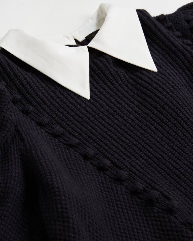 apģērbs Ted Baker aledina trikotāžas džemperis ar apkakles detaļu tumša flote sievietes 26TV632