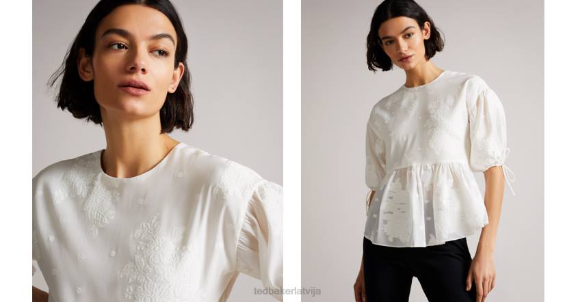 apģērbs Ted Baker karni pārspīlēts puff piedurkņu tops balts sievietes 26TV545