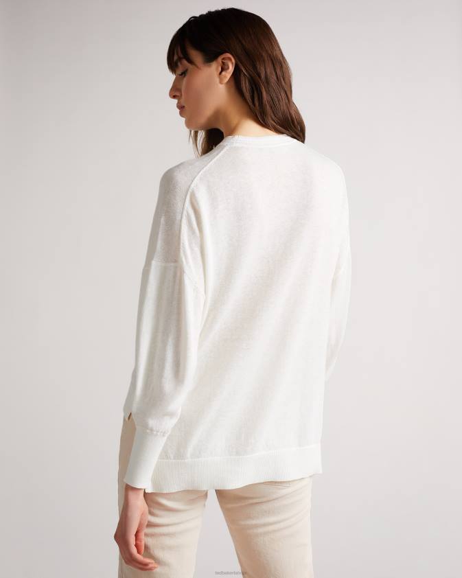 apģērbs Ted Baker nicci piedurkņu detalizēts džemperis balts sievietes 26TV543