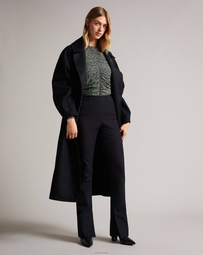 apģērbs Ted Baker savannn rouched priekšējā džersija tops melns sievietes 26TV575