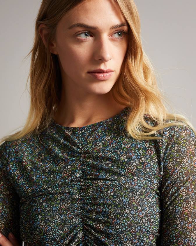 apģērbs Ted Baker savannn rouched priekšējā džersija tops melns sievietes 26TV575