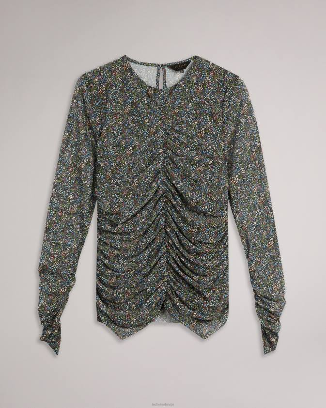 apģērbs Ted Baker savannn rouched priekšējā džersija tops melns sievietes 26TV575