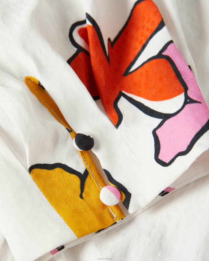 apģērbs Ted Baker Wesllie wrap priekšpusē apdrukāta mini kleita balts sievietes 26TV544