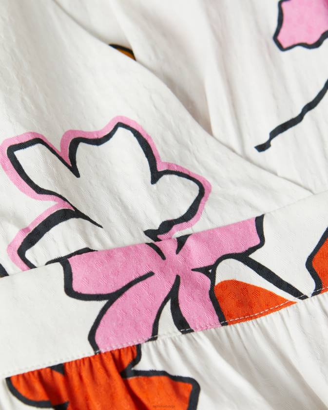 apģērbs Ted Baker Wesllie wrap priekšpusē apdrukāta mini kleita balts sievietes 26TV544