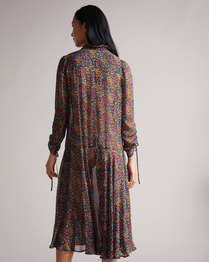 apģērbs Ted Baker bevlijas midi kleita ar pazeminātu jostasvietu melns sievietes 26TV519