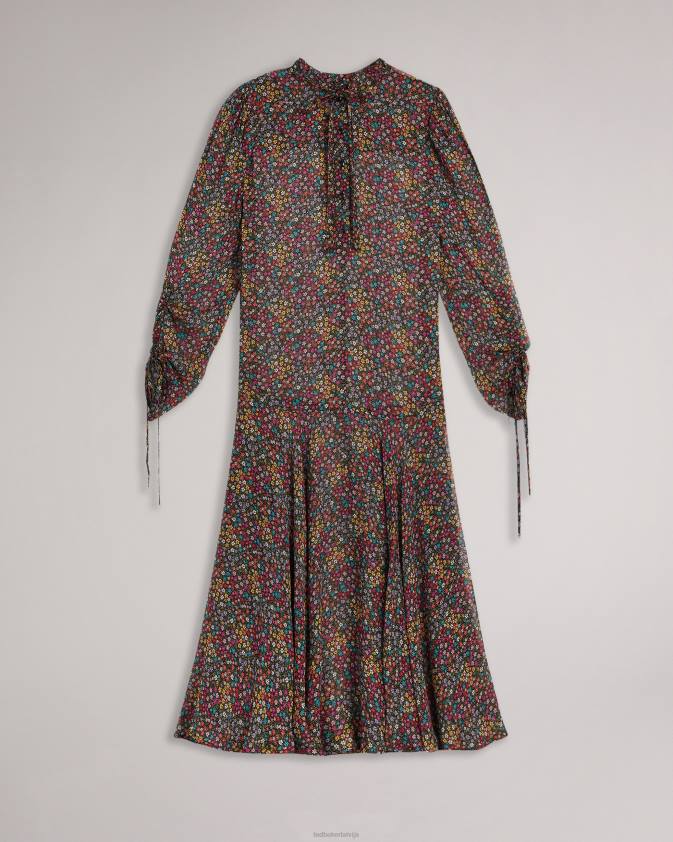 apģērbs Ted Baker bevlijas midi kleita ar pazeminātu jostasvietu melns sievietes 26TV519