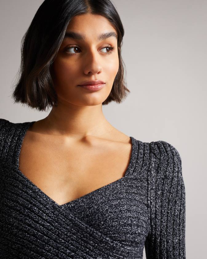 apģērbs Ted Baker chelsiy sweetheart trikotāžas kleita ar kakla izgriezumu melns sievietes 26TV550