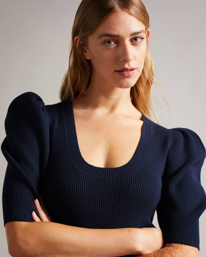 apģērbs Ted Baker dollra scoop kakla bodycon kleita tumši zils sievietes 26TV581