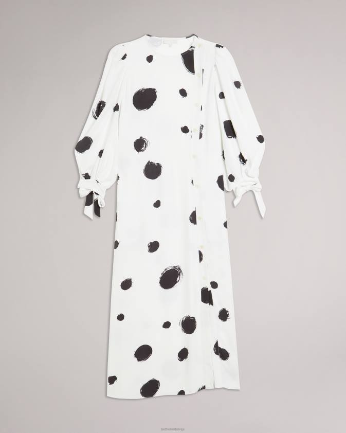 apģērbs Ted Baker eliyzza pogājamā midi kleita ar sasienamām aproces balts sievietes 26TV487