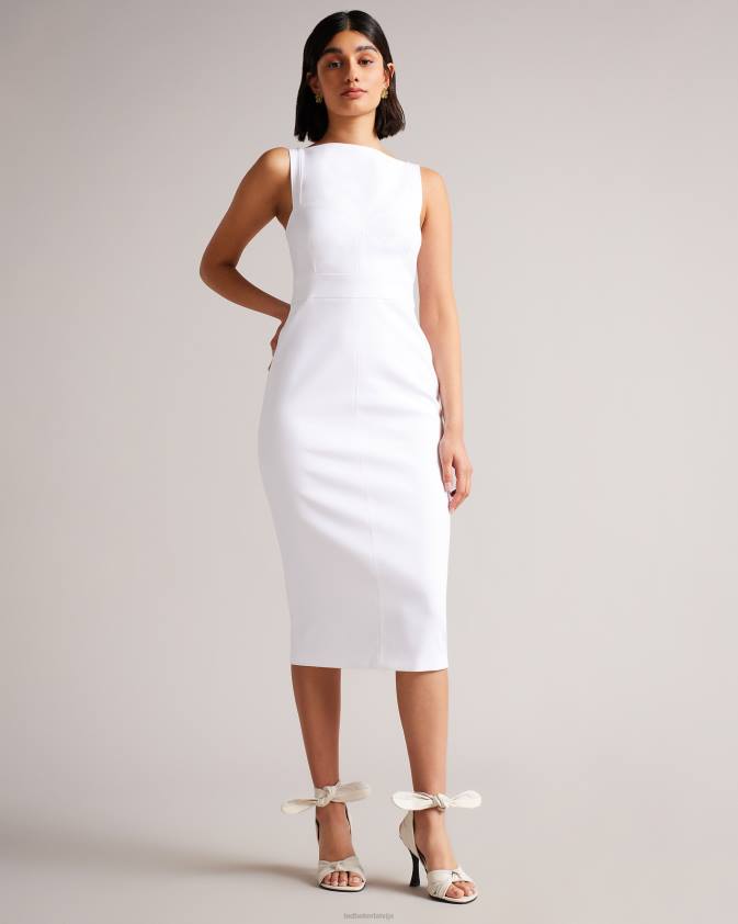 apģērbs Ted Baker klarika bodycon midi kleita balts sievietes 26TV495