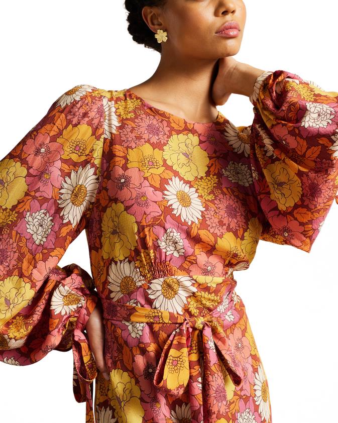 apģērbs Ted Baker lelyah apdrukāta midaxi kleita sarkans sievietes 26TV549