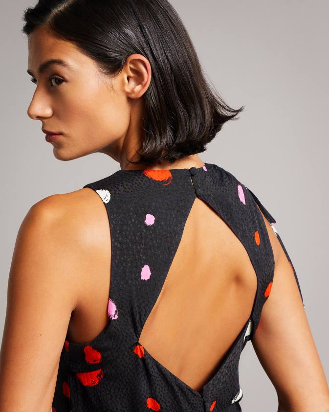 apģērbs Ted Baker lizzzee rievotas sānu detaļas midi kleita melns sievietes 26TV535