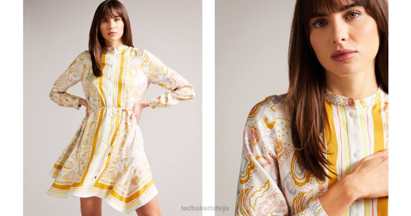 apģērbs Ted Baker paulita kabatas lakatiņš hem kreklkleita dzeltens sievietes 26TV493