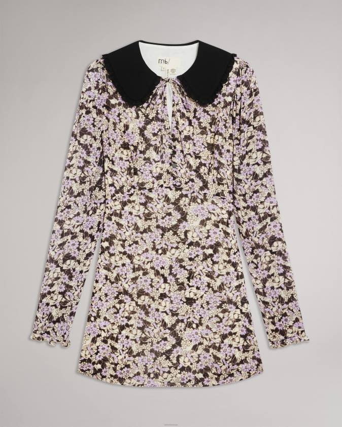 apģērbs Ted Baker vanilas pogas priekšpusē mini kleita tumši brūns sievietes 26TV573