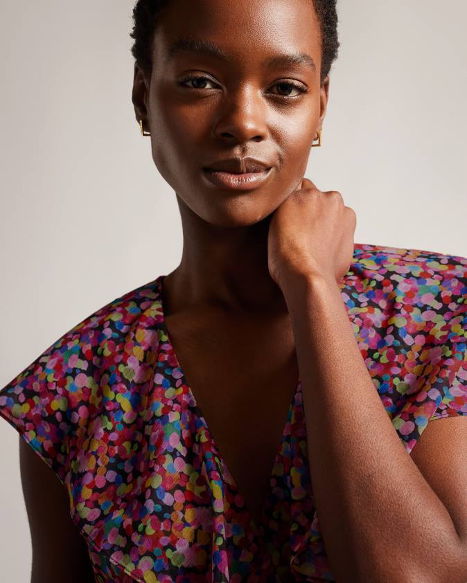 apģērbs Ted Baker Surya volānveida kombinezons ar platu kāju priekšpusē melns sievietes 26TV221