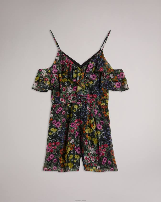 apģērbs Ted Baker priyahh no pleca volāns playsuit melns sievietes 26TV227
