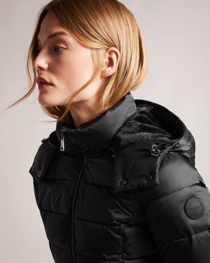 apģērbs Ted Baker Aliciee garš polsterēts dušas mētelis melns sievietes 26TV348