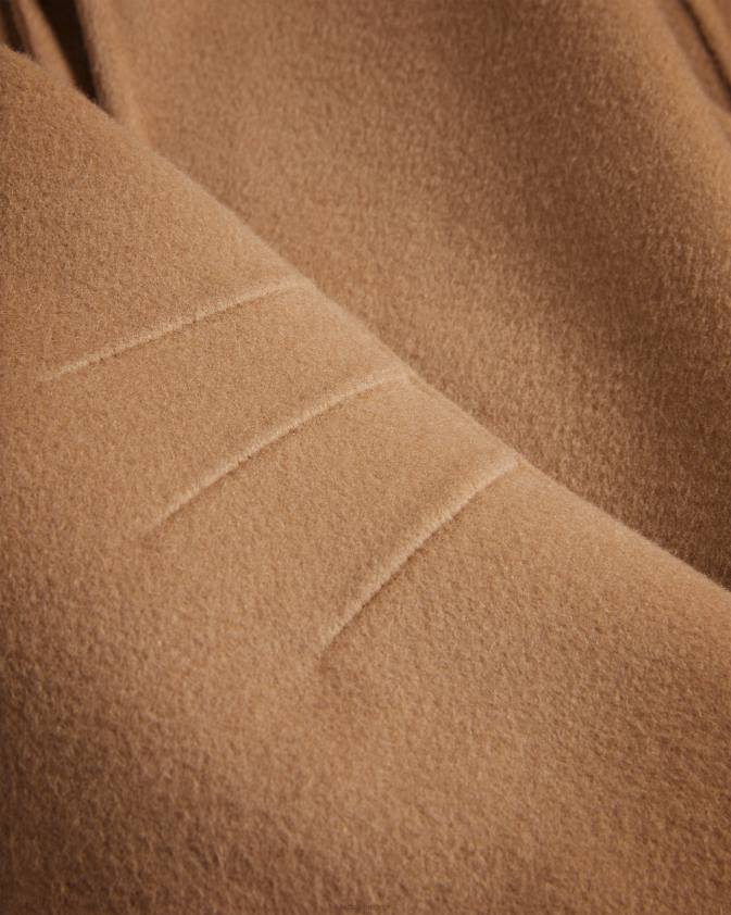 apģērbs Ted Baker Solanna dubultās vilnas šalles detaļu mētelis kamielis sievietes 26TV290