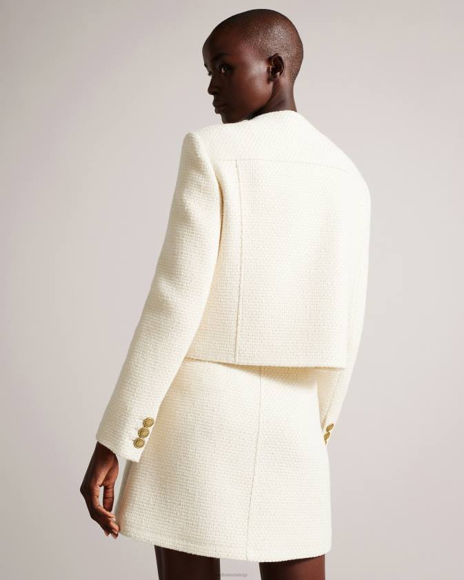 apģērbs Ted Baker cremla apgriezta boucle poga caur jaka dabisks sievietes 26TV126