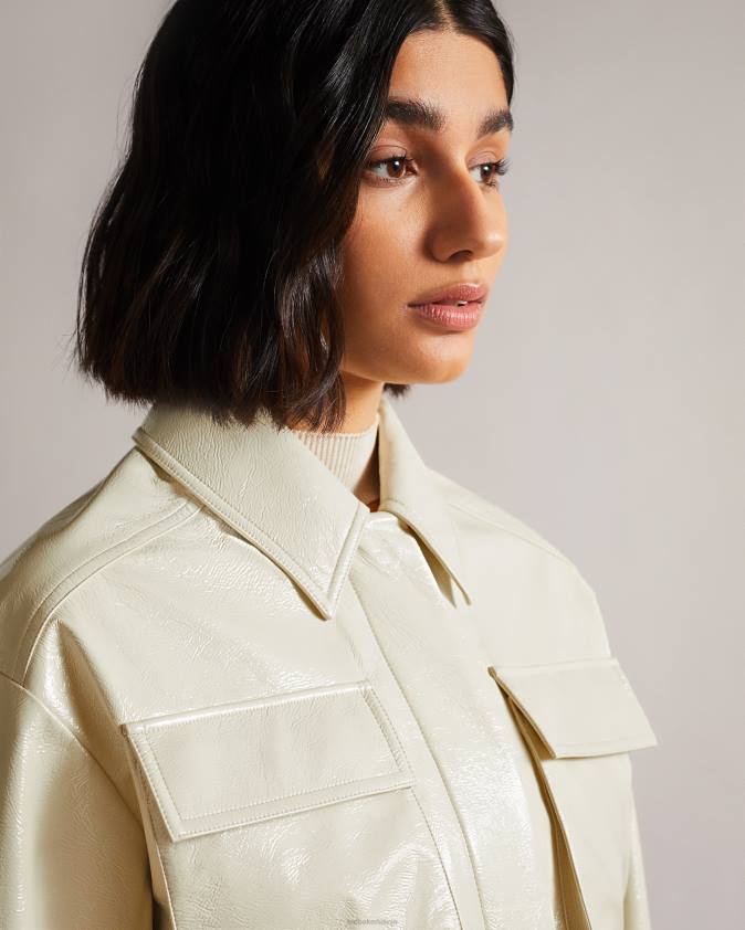 apģērbs Ted Baker foziey tekstūras vinila lauka jaka ziloņkauls sievietes 26TV569