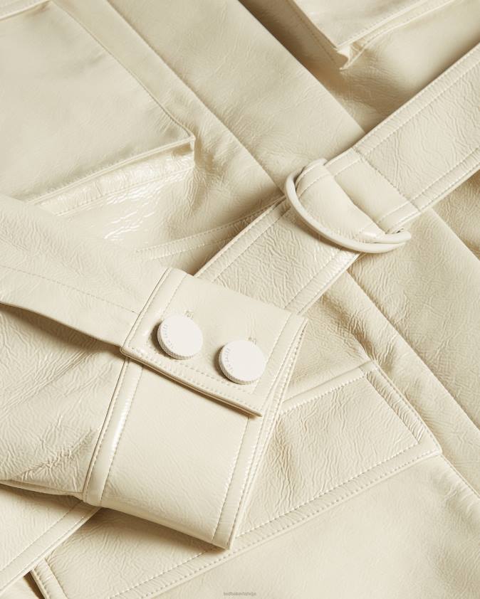 apģērbs Ted Baker foziey tekstūras vinila lauka jaka ziloņkauls sievietes 26TV569