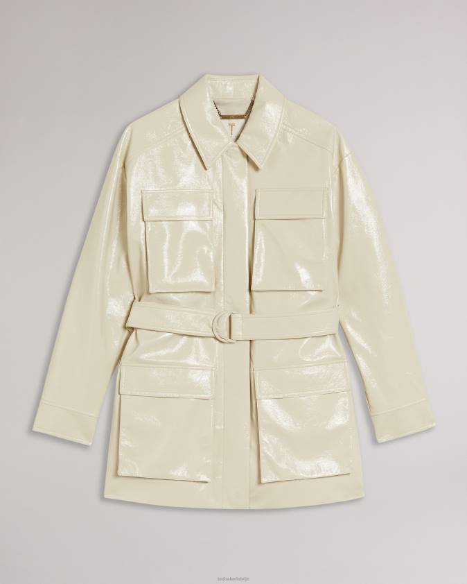 apģērbs Ted Baker foziey tekstūras vinila lauka jaka ziloņkauls sievietes 26TV569