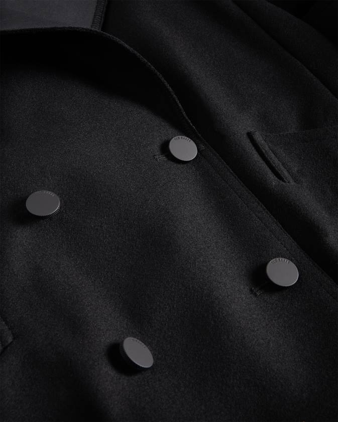 apģērbs Ted Baker hadleya lielizmēra apkakle ar jostu melns sievietes 26TV339