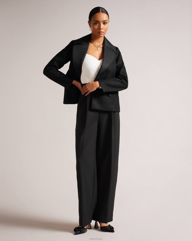 apģērbs Ted Baker hadleya lielizmēra apkakle ar jostu melns sievietes 26TV339